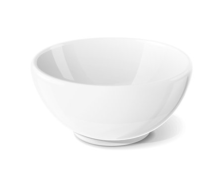 Ceramic bowl for food. Tableware, isolated on white background. Eps10 vector illustration.のイラスト素材