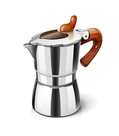 Geyser coffee maker for prepare aromatic mocha. Isolated on white background. Eps10 vector illustration.のイラスト素材