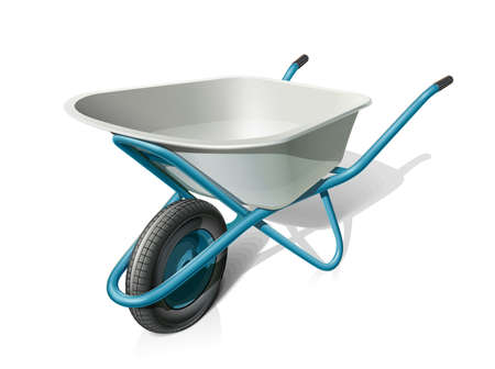 Wheelbarrow. Building instrument. Garden inventory. Transportation cargo, Isolated on white background. Eps10 vector illustration.のイラスト素材