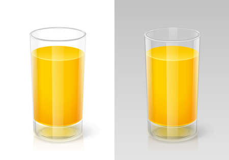 Glass for drink with orange juice. Kitchen tableware. Isolated on white background. Eps10 vector illustration.のイラスト素材