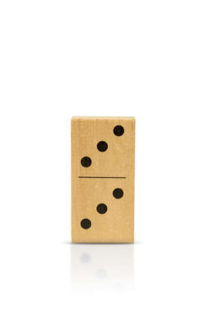 Wooden dominoes isolated on a white backgroundの写真素材