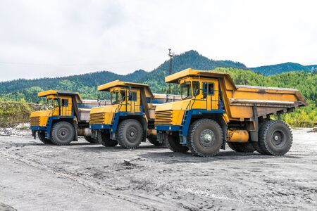 Dump trucks in the mountainsの写真素材