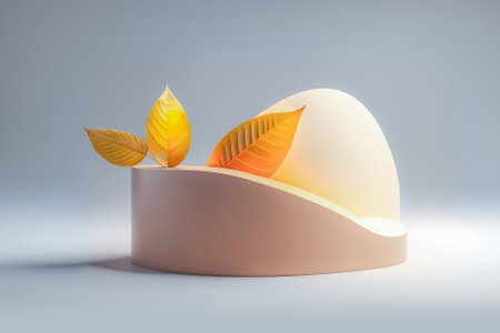 3d render, abstract geometric forms, podium for product presentation.の素材