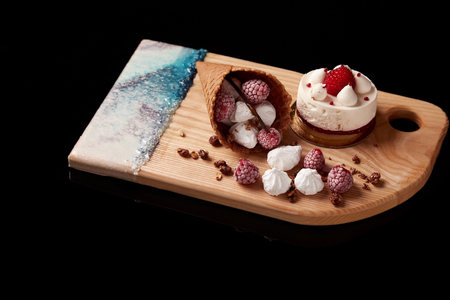 Photo of food on the board Technique Resin Art. High quality photoの写真素材