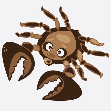 brown cartoon vector crab isolated on white backgroundのイラスト素材
