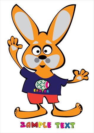 vector cartoon easter rabbit isolated on white backgroundのイラスト素材