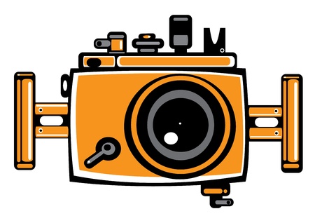 vector orange vintage film photo camera isolated on white backgroundのイラスト素材