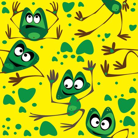 frog seamless vector on green backgroundのイラスト素材