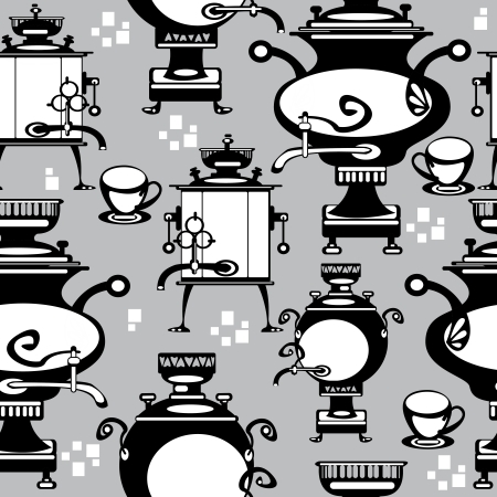  seamless illustration samovar on gray backgroundのイラスト素材