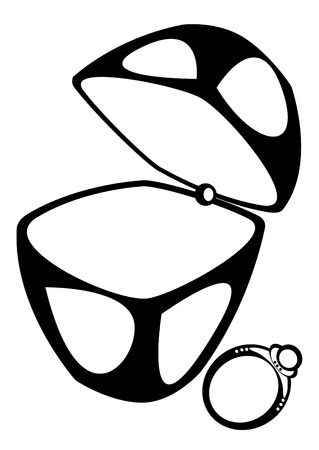  box and ring isolated on white backgroundのイラスト素材