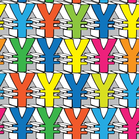 seamless pattern colored yen symbolのイラスト素材