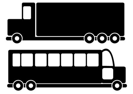 trucks and bus car icons isolated on white backgroundのイラスト素材