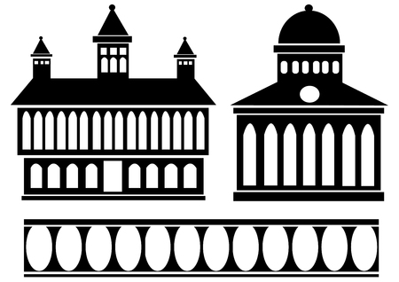 classic house icon set isolated on white backgroundのイラスト素材