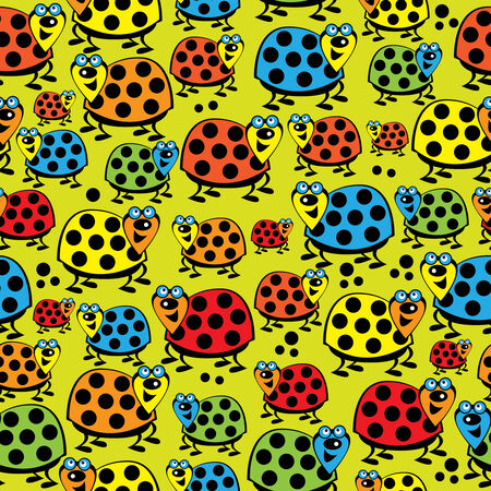 ladybugs large and small seamless patternのイラスト素材