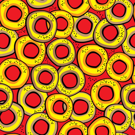 bagels with poppy seamless patternのイラスト素材