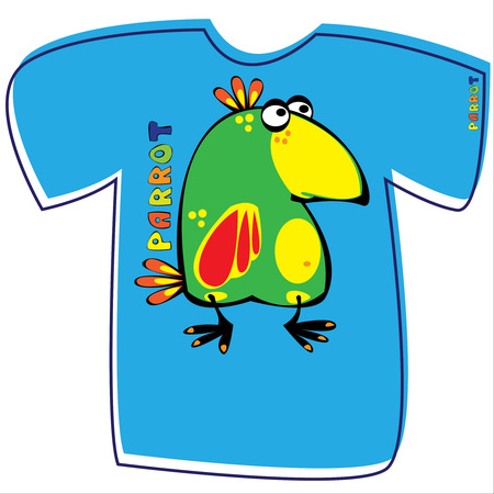 T-shirt with a parrot on white background のイラスト素材