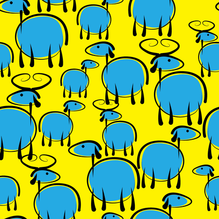 goats and sheep seamless patternのイラスト素材