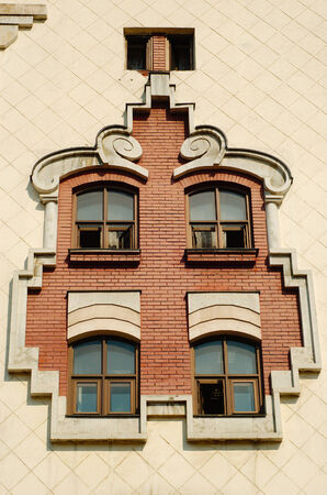 Vintage window on wallの写真素材