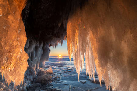Ice cave of the Lake Baikal surroundings