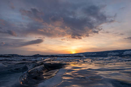 The exciting night landscape of the Lake Baikal surroundings
