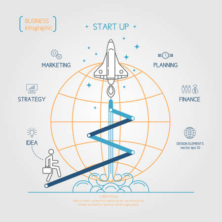 Start up. Income and success. Business infographics. Icons and illustrations for design, website, infographic, poster, advertising.のイラスト素材