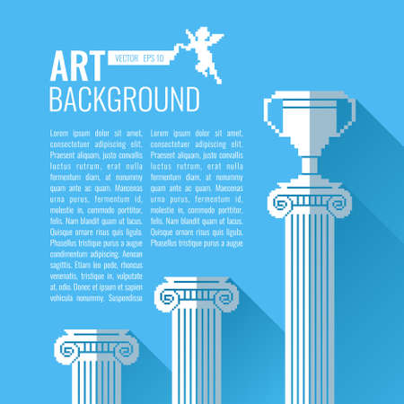 Pixel graphics. Vector background for text. Column, Cup. Illustration for design, postcard, poster.のイラスト素材