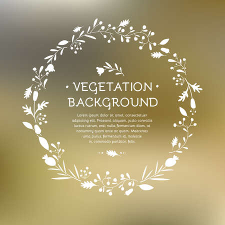 Elements for design, greeting cards, poster. Plants, flowers, mushrooms, berries, leaves. Background for celebrations, holidays, arts, crafts, scrapbooks.のイラスト素材