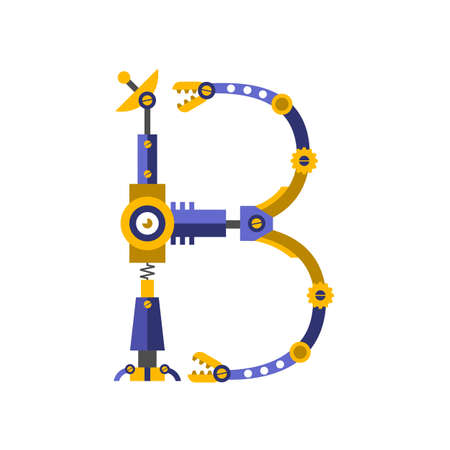 Robot, font vector. Letter Bのイラスト素材
