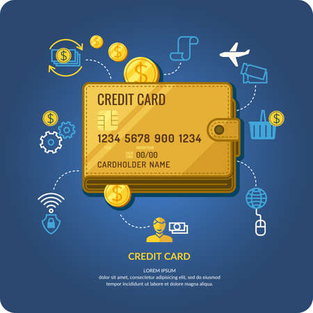 Credit card. Business infographics. Icons and illustrations for design, website, infographic, poster, advertising.のイラスト素材