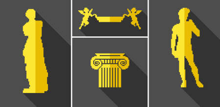 Pixel art. vector icons for design and infographics.のイラスト素材