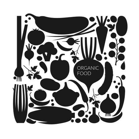 Organic food. Elements and icons for cards, illustration, poster and web design.のイラスト素材