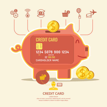 Credit card. Business infographics. Icons and illustrations for design, website, infographic, poster, advertising.のイラスト素材