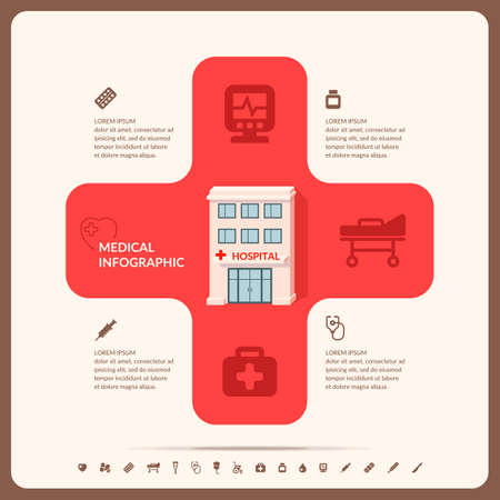 Medical infographics. Elements and icons for cards, illustration, poster and web design.のイラスト素材