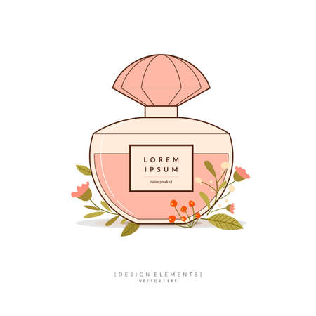 Perfume bottle. Elements for design, cards, poster.のイラスト素材