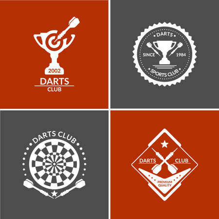 Set. Darts club label collection. Logo and design elements.のイラスト素材