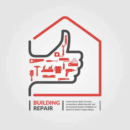 Building repair. Elements and icons for cards, illustration, poster and web design.のイラスト素材