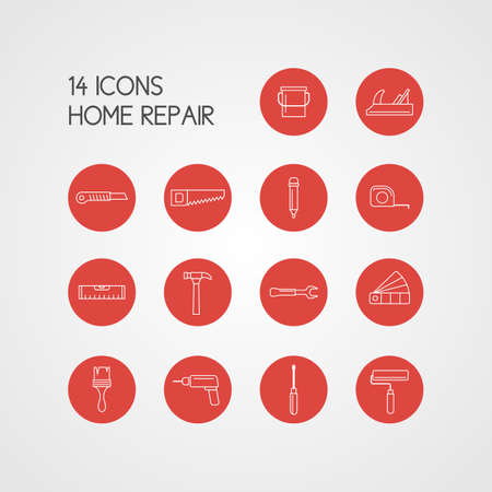 Icons. House repair. Elements and icons for cards, illustration, poster and web design.のイラスト素材