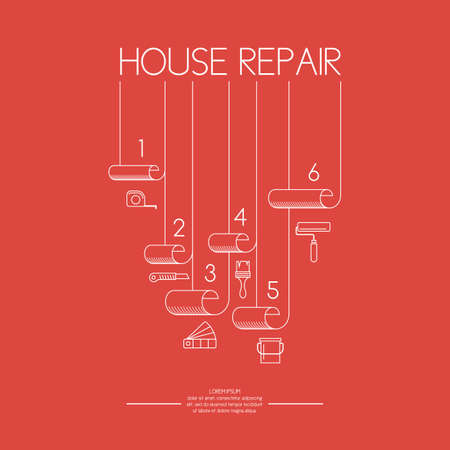 House repair. Elements and icons for cards, illustration, poster and web design.のイラスト素材