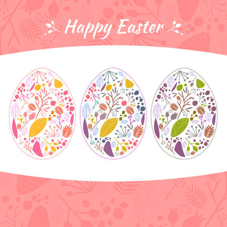 Happy Easter. Beautiful illustration with floral elements for Easter. Easter egg.のイラスト素材