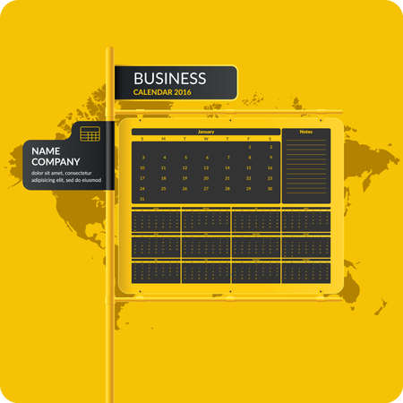 Business calendar 2016. Illustrations for design, website, infographic, poster, advertising.のイラスト素材