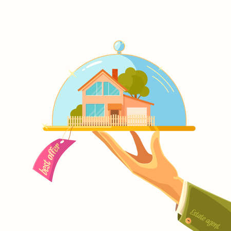 The ad poster. Sale of real estate. Vector illustration.のイラスト素材