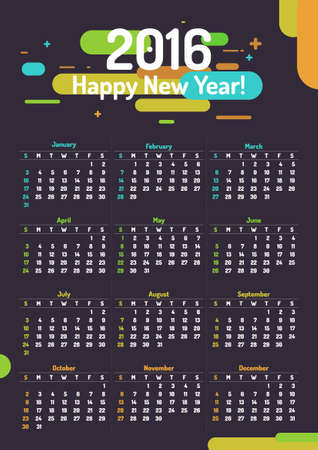 Vector illustration of calendar for 2016.のイラスト素材