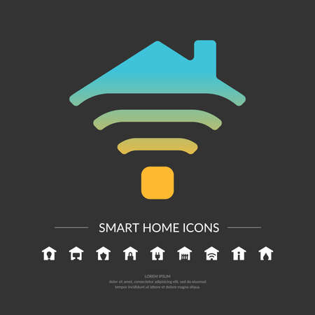 Set. Smart home icons. Element for cards, illustration, poster and web design.のイラスト素材