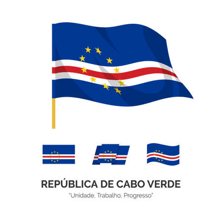 The national flag of the Republic of Cape Verde. The Cape Verde Islands. Vector illustration.のイラスト素材