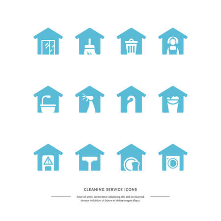 Icons set. Cleaning service. Elements for design and web. Vector illustration.のイラスト素材