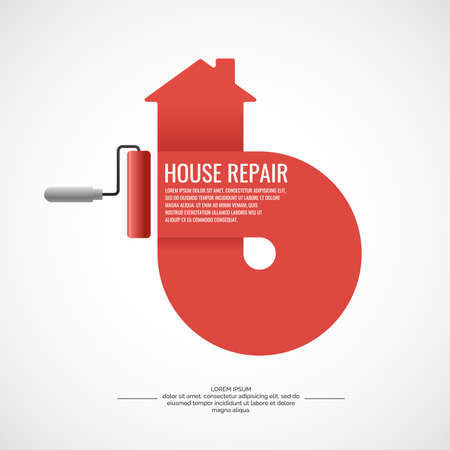 House repair. Elements and icons for cards, illustration, poster and web design. A colorful poster, vector illustration.のイラスト素材