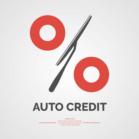 Conceptual poster on the topic of auto credit. Vector illustration.のイラスト素材