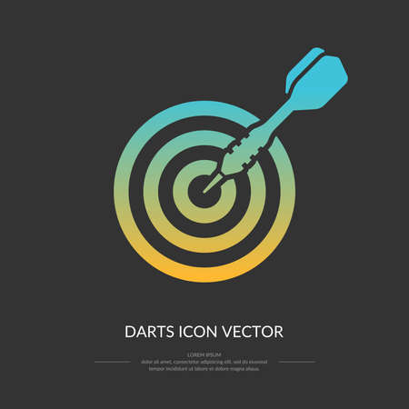 Bright color icon Darts on a black background. Vector illustration.のイラスト素材