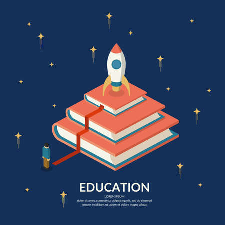 Education Infographics. Conceptual vector illustration on the theme of training and further education.のイラスト素材