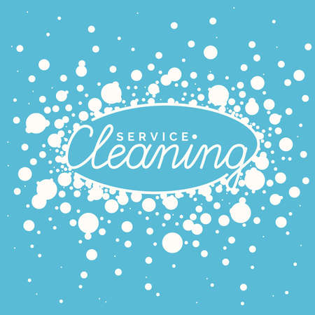 Conceptual poster and the icon for cleaning. Sign cleaning service in soap bubbles.のイラスト素材